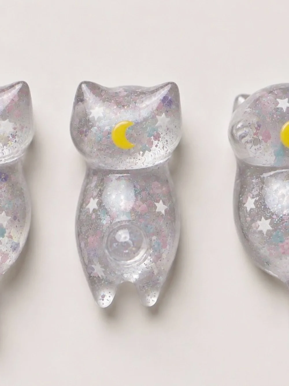 Clear Glitter Cat Multi Use Holder with Yellow Moon Accent